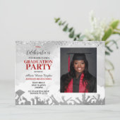 Einladung zur Red Foto Graduation Party (Stehend Vorderseite)