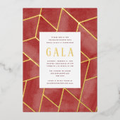 Einladung zur Red Geometric Gala Gold Foil (Vorderseite)