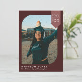 Einladung zur Red Modern Chic Foto Graduation Part (Stehend Vorderseite)