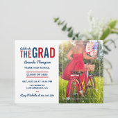 Einladung zur Red, White and Blue Graduation Party (Stehend Vorderseite)