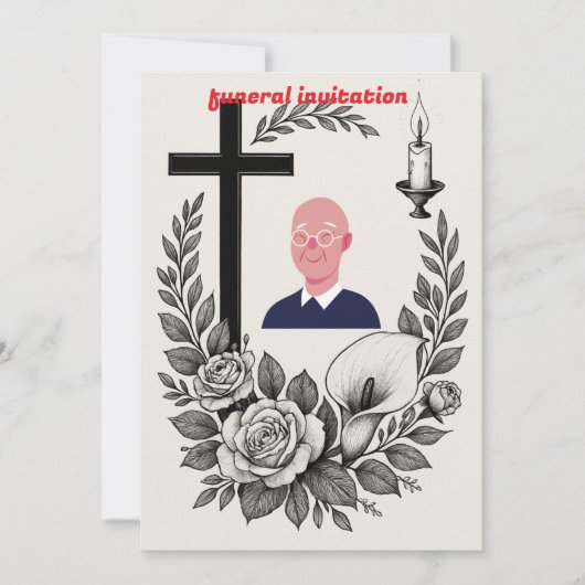 Einladung zur religiösen Beerdigung (Vorderseite)