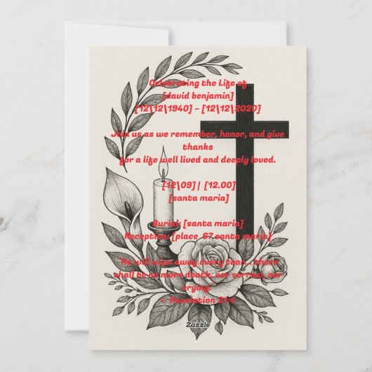 Einladung zur religiösen Beerdigung (Rückseite)