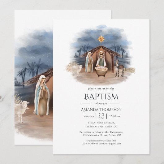 Einladung zur religiösen Weihnachtskrippe (Vorne/Hinten)