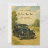 Einladung zur Retro Car Hochzeit (Vorderseite)