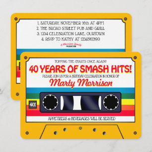 Einladung zur Retro Cassette Geburtstagsparty der 