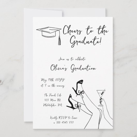 Einladung zur Retro Extravagant Graduation Party (Vorderseite)