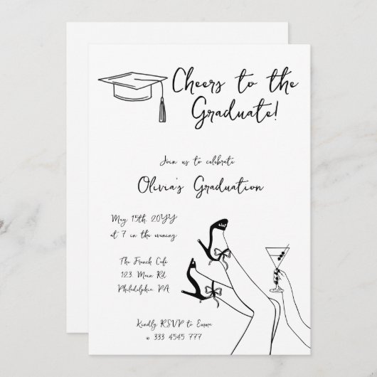 Einladung zur Retro Extravagant Graduation Party (Vorne/Hinten)