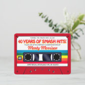 Einladung zur Retro Red Cassette Geburtstagsparty (Stehend Vorderseite)