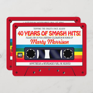Einladung zur Retro Red Cassette Geburtstagsparty