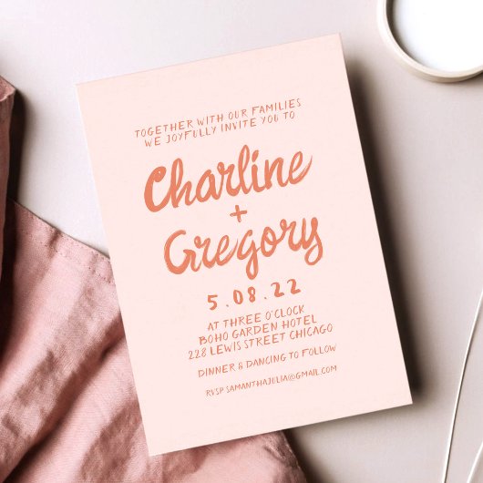 Einladung zur Retro-Rosa-Handschrift