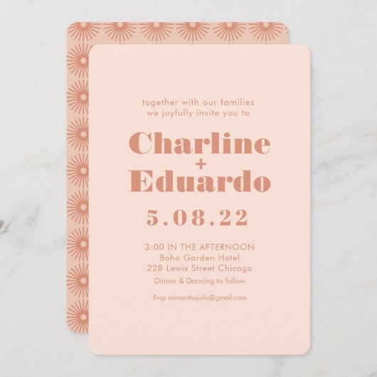 Einladung zur Retro-Rosa- und Grünhandschrift (Vorne/Hinten)