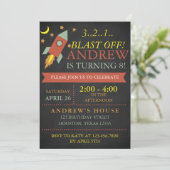 Einladung zur Rocket Geburtstagsparty (Stehend Vorderseite)