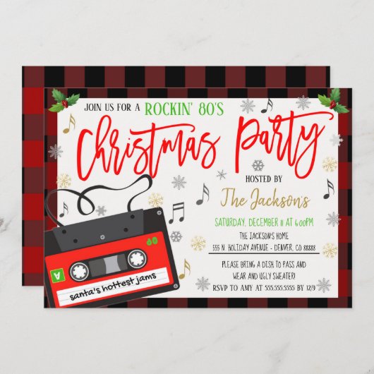 Einladung zur Rockin Holiday Party der 80er Jahre (Vorne/Hinten)