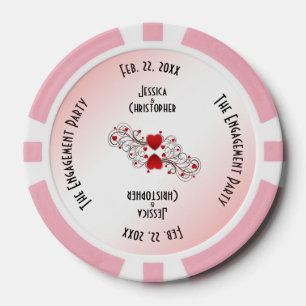Einladung zur "Romantic Hearts Engagement Party Pokerchips