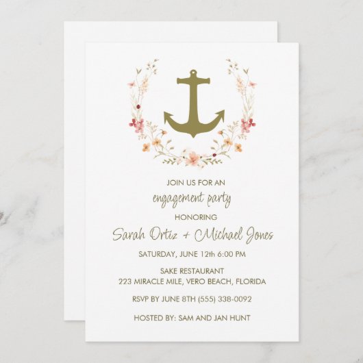 Einladung zur romantischen Nautik-Engagement (Vorne/Hinten)