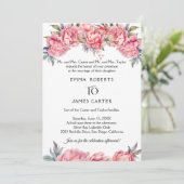 Einladung zur romantischen Peony Wedding (Stehend Vorderseite)