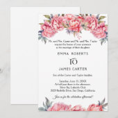 Einladung zur romantischen Peony Wedding (Vorne/Hinten)