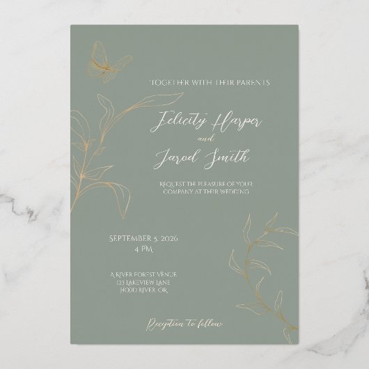 Einladung zur romantischen Waldhochzeit (Vorderseite)