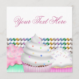 Einladung zur rosa Cupcake Süßigkeitenbuffet-Party