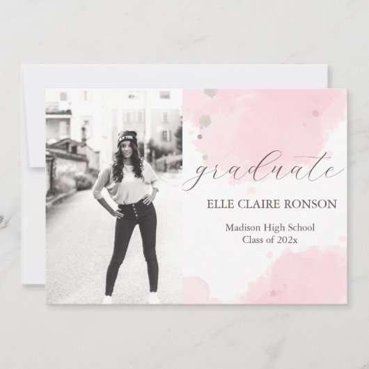 Einladung zur rosa Elegance Graduation Party (Vorderseite)