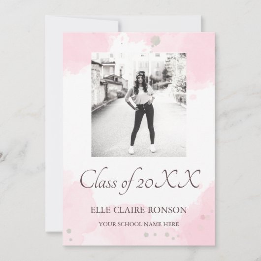 Einladung zur rosa Elegance Graduation Party (Vorderseite)