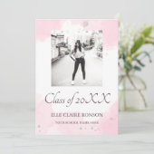 Einladung zur rosa Elegance Graduation Party (Stehend Vorderseite)