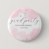 Einladung zur rosa Elegance Graduation Party Button (Vorderseite)