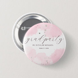 Einladung zur rosa Elegance Graduation Party Button