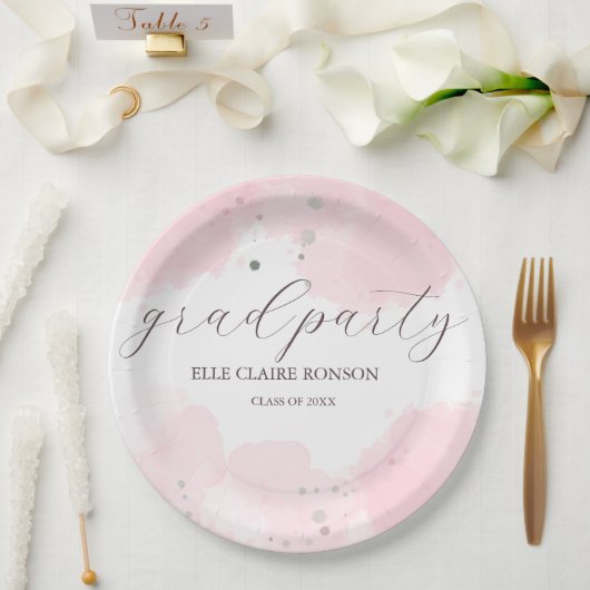 Einladung zur rosa Elegance Graduation Party Pappteller (Hochzeit)
