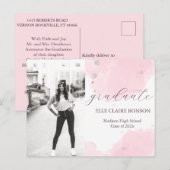 Einladung zur rosa Elegance Graduation Party Postkarte (Vorne/Hinten)