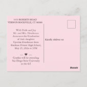 Einladung zur rosa Elegance Graduation Party Postkarte (Rückseite)