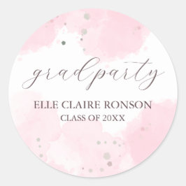 Einladung zur rosa Elegance Graduation Party Runder Aufkleber