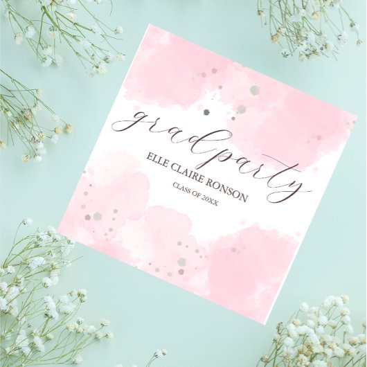 Einladung zur rosa Elegance Graduation Party Serviette