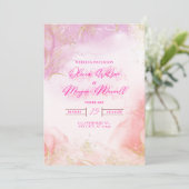 Einladung zur Rosa Hochzeit (Stehend Vorderseite)