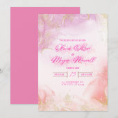Einladung zur Rosa Hochzeit (Vorne/Hinten)