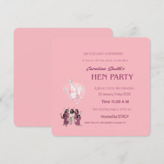 Einladung zur rosa Hühnerparty | Elegante Brautpar