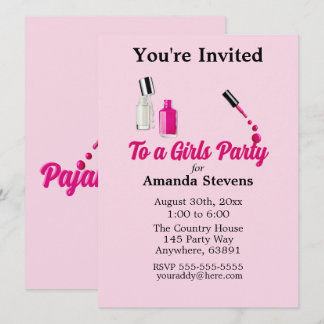 Einladung zur rosa Nagellack-Pyjama-Party