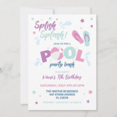 Einladung zur rosa Poolparty (Vorderseite)