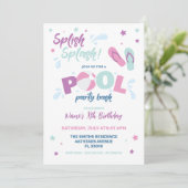 Einladung zur rosa Poolparty (Stehend Vorderseite)