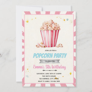 Einladung zur rosa Popcorn-Party