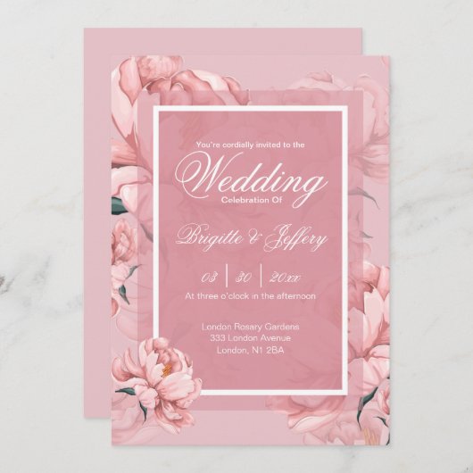 Einladung zur Rosa Verlobung (Vorne/Hinten)