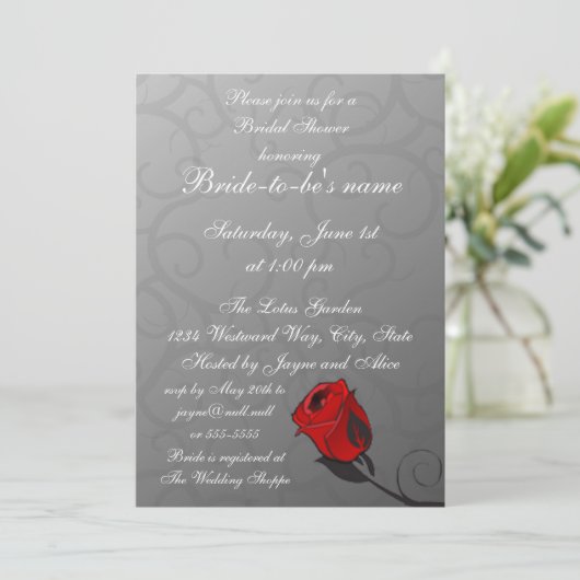 Einladung zur Rose Bridal Dusche (Stehend Vorderseite)