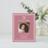 Einladung zur Rose Gold Foto Graduation Party (Stehend Vorderseite)