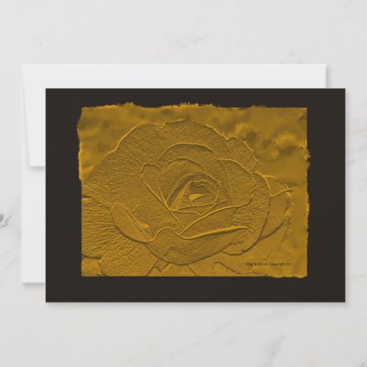 Einladung zur Rose in Gold und Schwarz (Vorderseite)