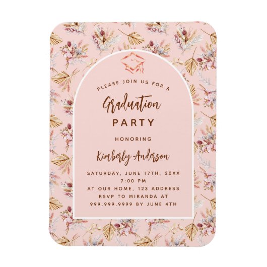 Einladung zur Rose Pampas Blumen Magnet (Vertikal)