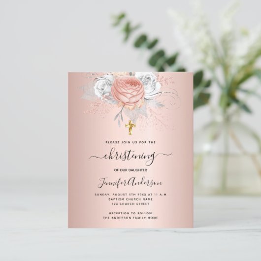 Einladung zur Rose-Taufe (Stehend Vorderseite)