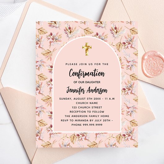 Einladung zur Rose von "Confirmation pampas floral