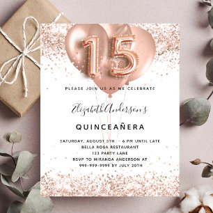 Einladung zur Rose von Goldballons aus Quinceanera
