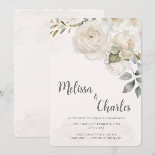 Einladung zur Rosenhochzeit (Vorne/Hinten)