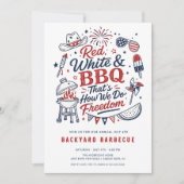 Einladung zur Rot-Weiß-BBQ-Party (Vorderseite)